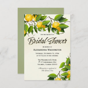 Modern Vintage Lemon Fruit Bridal Shower Invitation