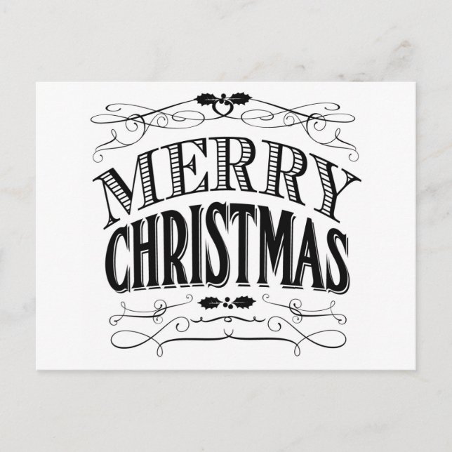 modern vintage Merry Christmas Holiday Postcard (Front)