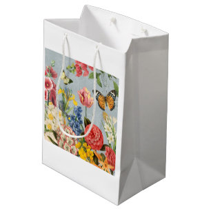 modern vintage multl botanical flowers medium gift bag