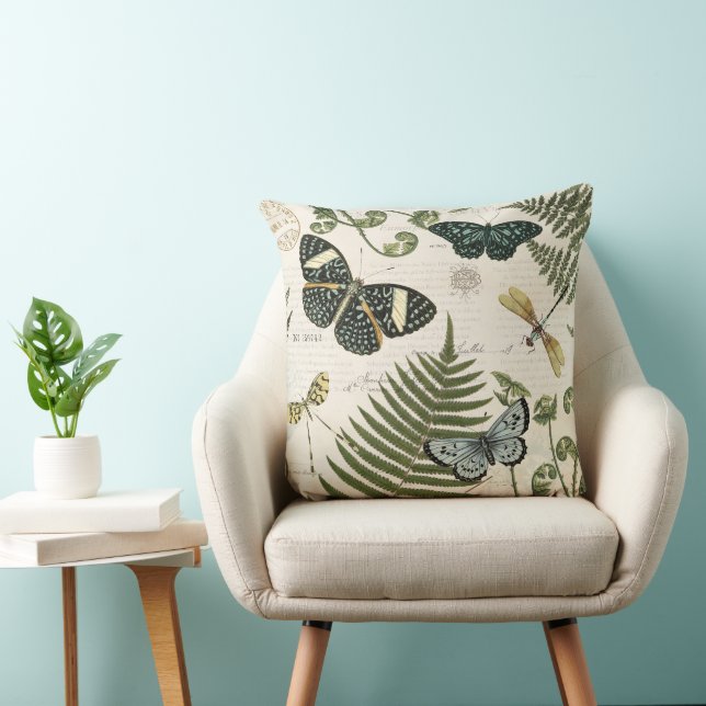 Modern vintage nature butterfly pillow (Chair)