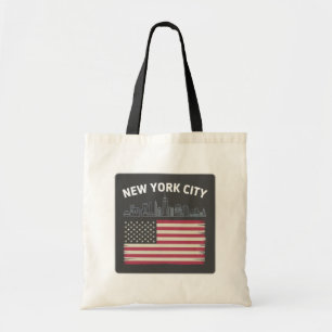 Modern Vintage New York City NYC Stylised Skyline Tote Bag