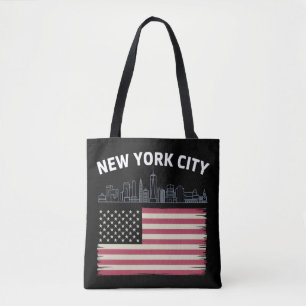 Modern Vintage New York City NYC Stylised Skyline  Tote Bag