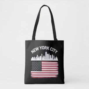 Modern Vintage New York City NYC Stylised Skyline Tote Bag