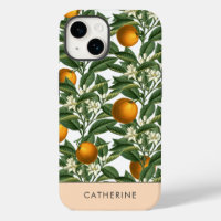 Modern Vintage Orange Citrus Fruit Blossom