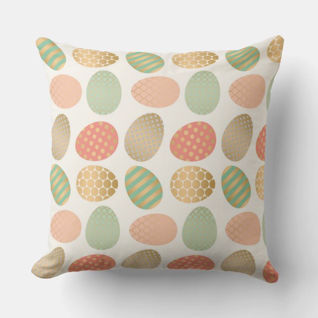 modern vintage pastel graphic easter eggs cushion (Front)