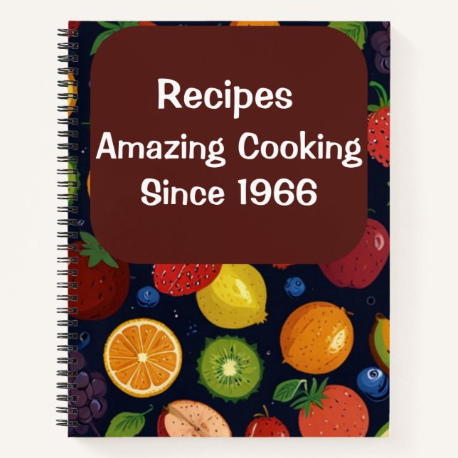 "Modern Vintage Personalised Recipe Notebook" Notebook (Front)