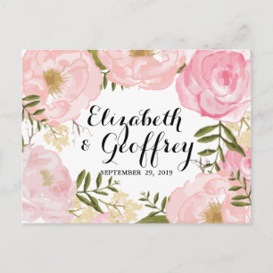Modern Vintage Pink Floral Wedding RSVP Card