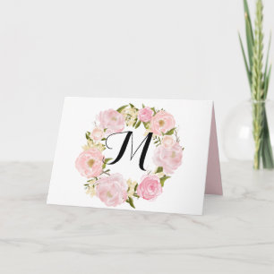 Modern Vintage Pink Floral Wedding Thank You Card