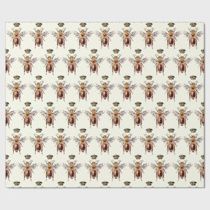 Modern Vintage Queen Bee Crown Pattern Wrapping Paper