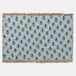 Modern Vintage Queen Bee Drawing Throw Blanket