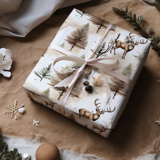 Modern Vintage Reindeer Christmas Wrapping Paper (Creator Uploaded)