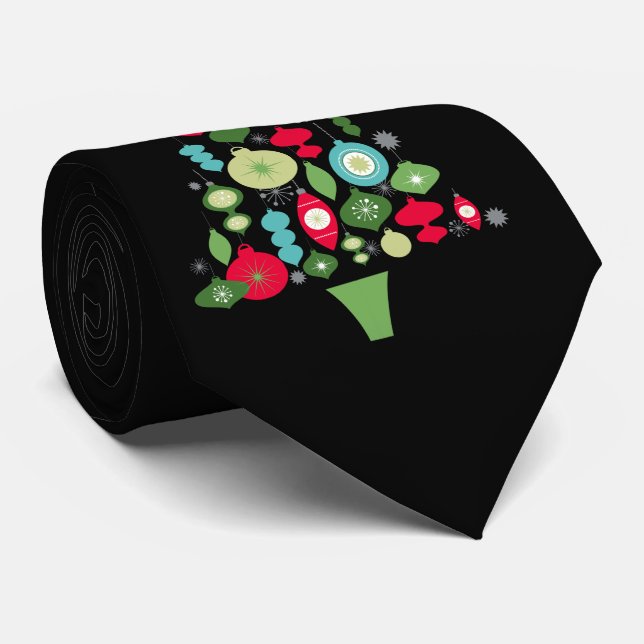 modern vintage retro christmas tree tie (Rolled)