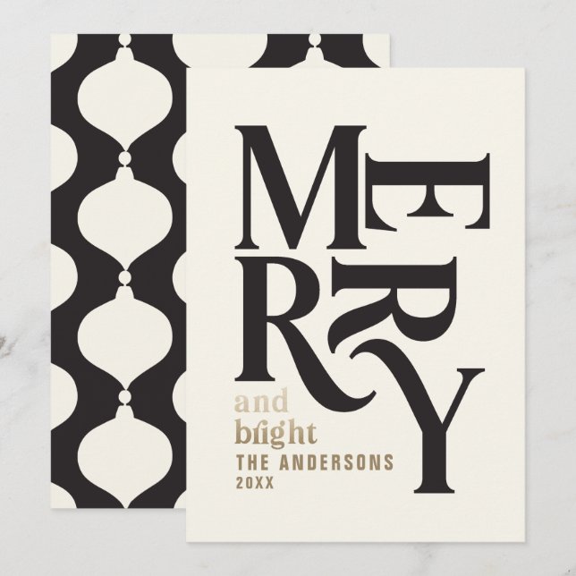 Modern vintage retro Chritsmas black gold Announcement (Front/Back)