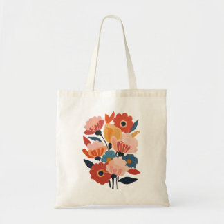 Modern Vintage Retro Floral Bouquet Tote Bag