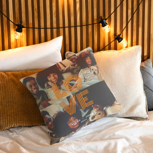 Modern Vintage Retro Love Typography 4 Photo Cushion