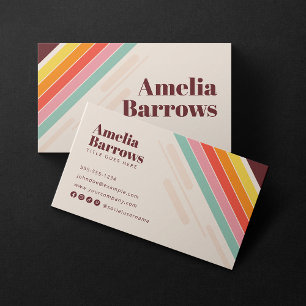 Modern & Vintage Retro Rainbow Stripes 70s / 80s Business Card