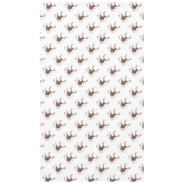 modern vintage rustic deer and snowflakes tablecloth (Front)