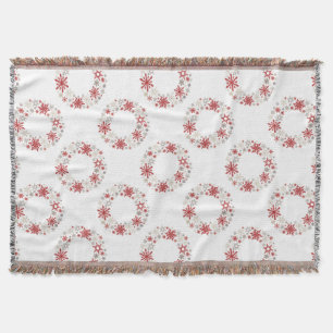 Modern vintage rustic snowflake wreath  monogram throw blanket