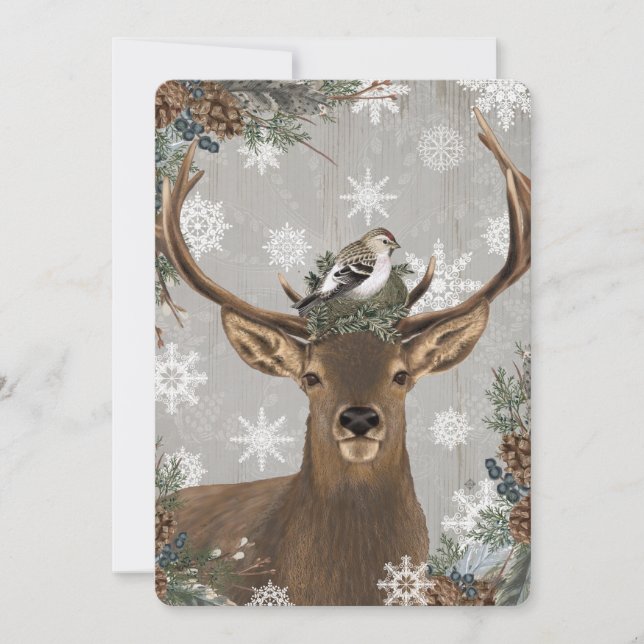 modern vintage rustic woodland winter deer (Front)