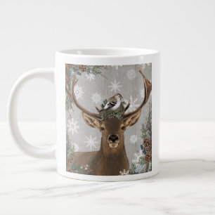 modern vintage rustic woodland winter deer large coffee mug