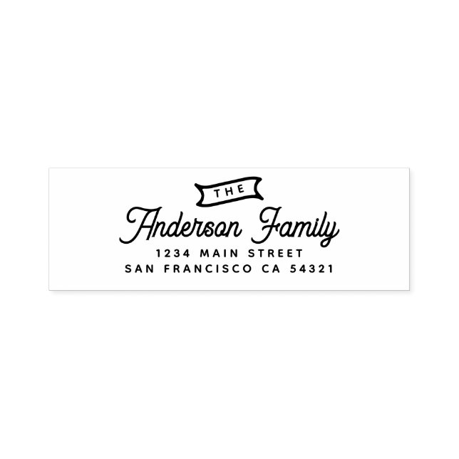 Modern Vintage Script Simple Address Self-inking Stamp (Design)