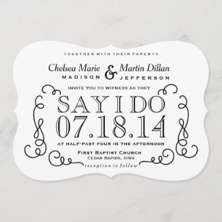 Modern Vintage Scroll Wedding Invitation Template