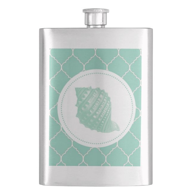 Modern Vintage Seashell Hip Flask (Front)