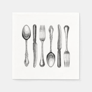 modern vintage silverware napkin
