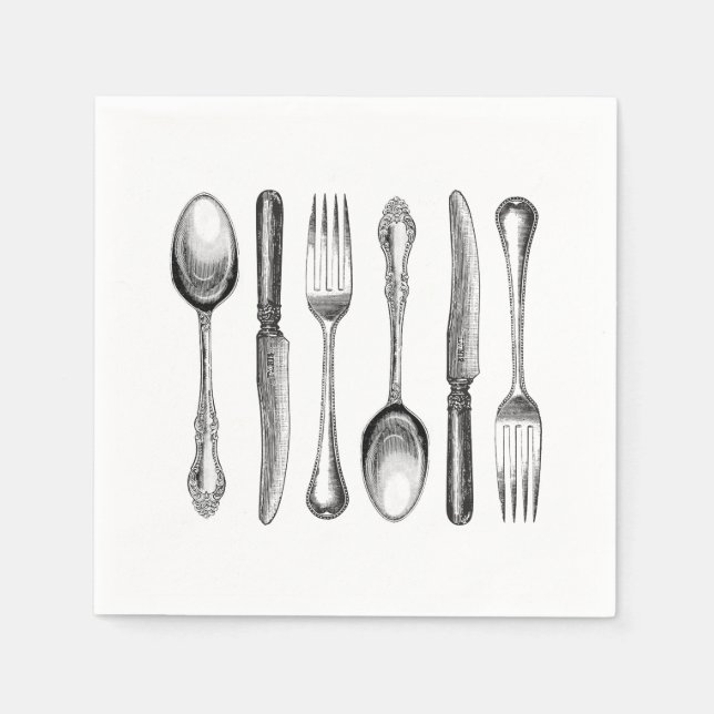 modern vintage silverware napkin (Front)