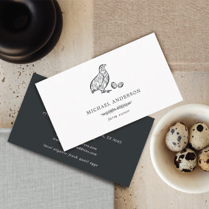 Modern Vintage Simple Quail Farm Owner Black White Business Card