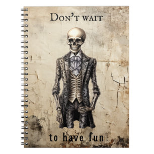 Modern Vintage Skeleton Old Paper Custom Quote Notebook