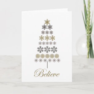modern vintage snowflake tree holiday card