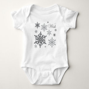 modern vintage snowflakes baby bodysuit