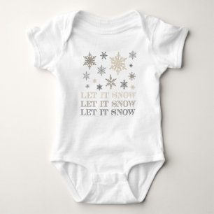 modern vintage snowflakes baby bodysuit
