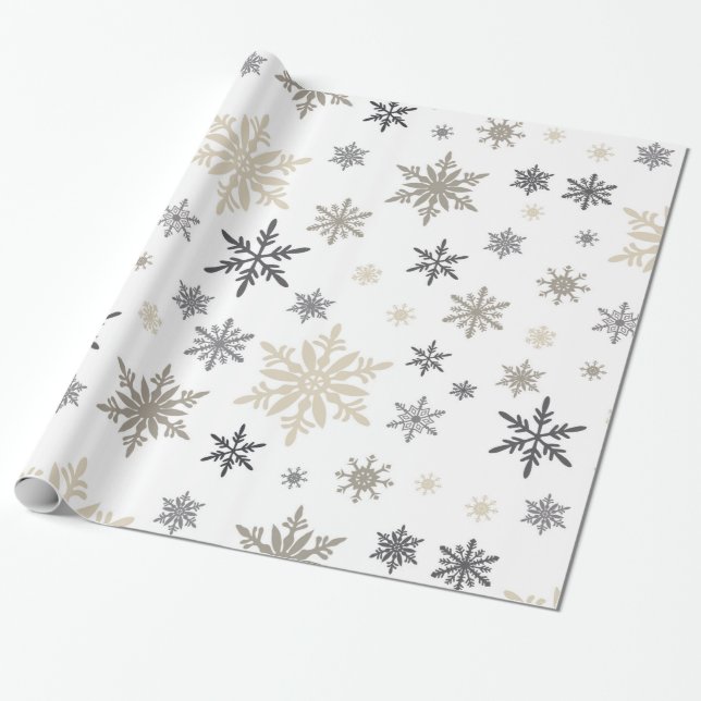 modern vintage snowflakes wrapping paper (Unrolled)