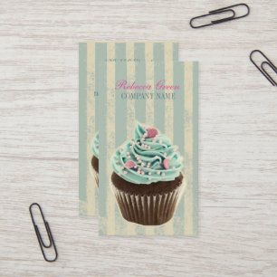 modern vintage teal bakery dessert cupcake business card