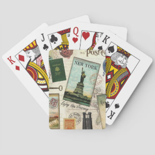 modern vintage travel collage playing cards