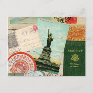 modern vintage travel collage postcard