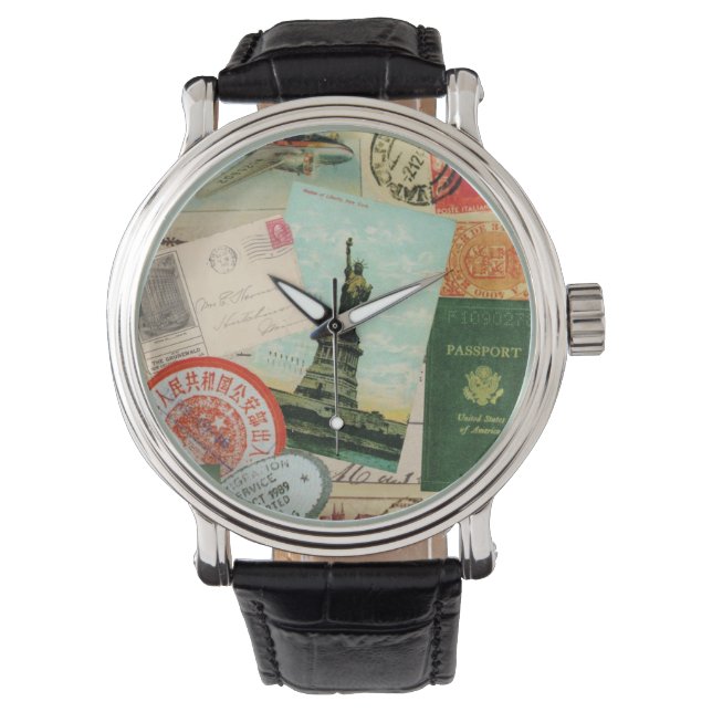modern vintage travel collage watch (Front)