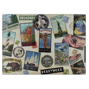Modern Vintage Travel USA Cutting Board
