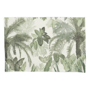 Modern Vintage Tropical Jungle Leaves #1 #tropical Pillowcase