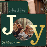 Modern Vintage Typewriter Family Christmas Photo<br><div class="desc">Celebrate the holiday season with elegance and style using our Modern Vintage Typewriter Family Christmas Photo Foil Holiday Card. This beautifully designed card features a classic combination of emerald green and gold, creating a timeless and sophisticated backdrop for your family's cherished photo. The minimalist and clean design of this card...</div>