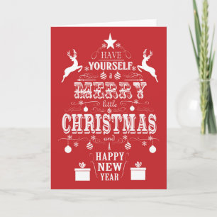 modern vintage typography christmas tree holiday card