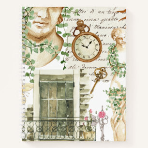 Modern vintage watercolor painting Greek Notebook
