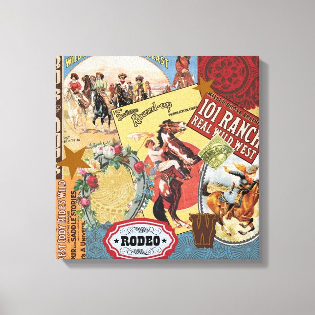 modern vintage western cowgirl canvas print (Front)