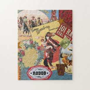 modern vintage western cowgirl jigsaw puzzle