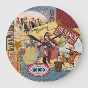 modern vintage western cowgirl large clock