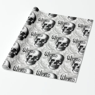modern vintage wicked skull head wrapping paper