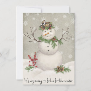 modern vintage winter garden snowman