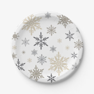 Modern Vintage winter snowflakes Paper Plate